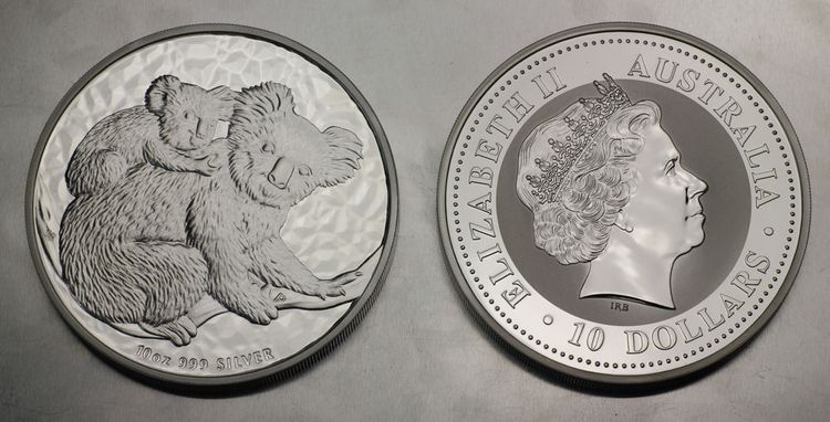 10oz Koala Silbermünze Kopf- und Zahlseite